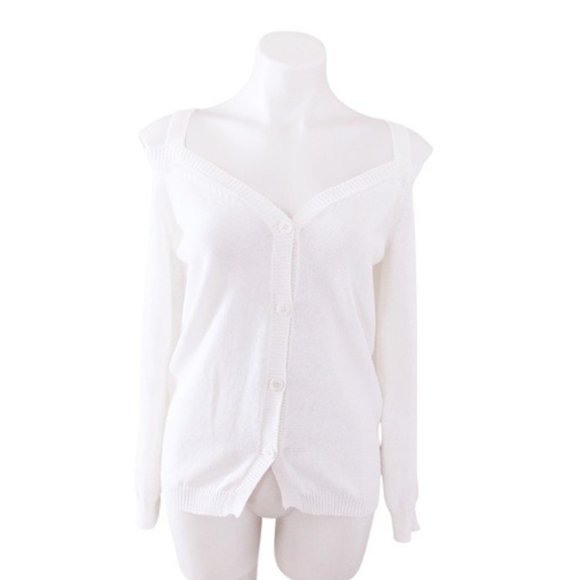 Massimo Dutti Sweater Cold-Shoulder Button-Front(Made in Italy) Size L New w/Tag - Picture 12 of 12